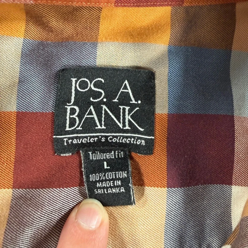 Jos. A. Bank Travelers Collection Tailored Fit Plaid Button Down Shirt Mens‎ L
